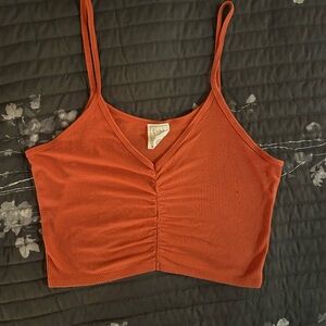 Full Tilt Terracotta Ribbed Crop Top